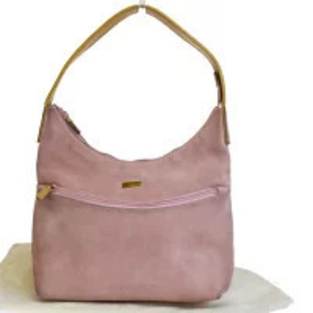 Gucci Shoulder Bag Pink Brown Suede Leather